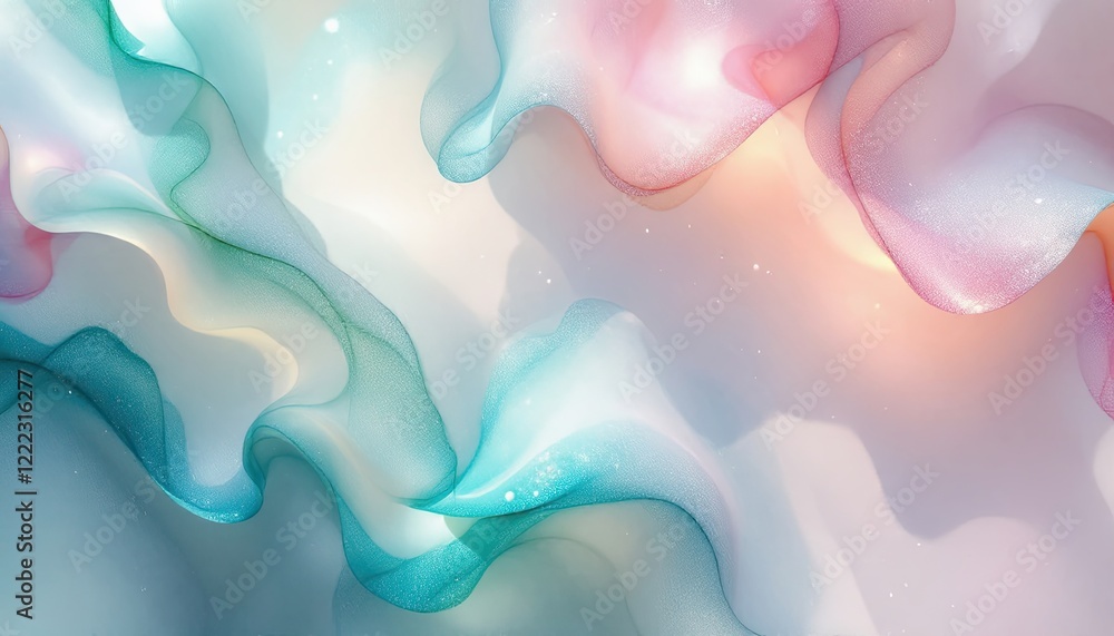 Poster abstract pastel waves with soft light and dynamic flowing shapes