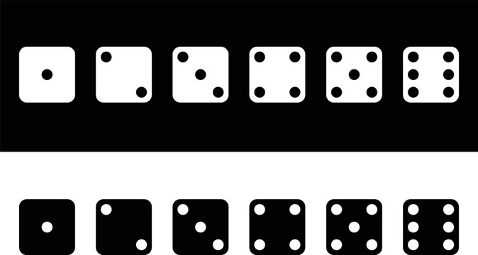 Dice, black and white dice set. Dice icon. Vector, designer illustration. Vector.