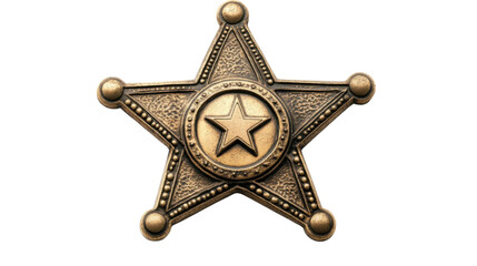 A police badge shield sheriff star on transparent background