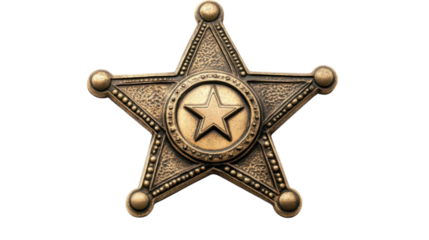 A police badge shield sheriff star on transparent background