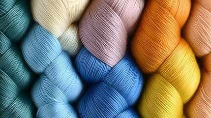 Braided Colorful Yarn Balls Texture Background