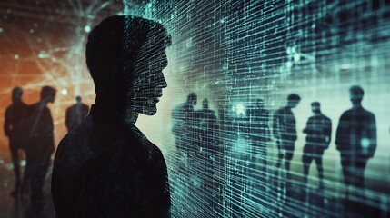 Conceptual visualization of criminal profiling and motive analysis with symbolic patterns of deviant behavior