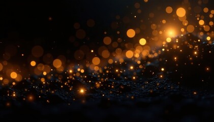 Obraz premium Abstract gold light bursts, inky black backdrop, modern, space, contemporary