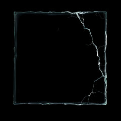 A glass sheet with jagged edge cracks along one side. Used for mask. Generative AI