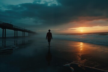 Fototapeta premium Beach ocean outdoors horizon.