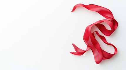 Obraz premium Red ribbon swirls on white background; craft design