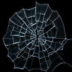A broken glass surface with layered fractures. Used for mask. Generative AI
