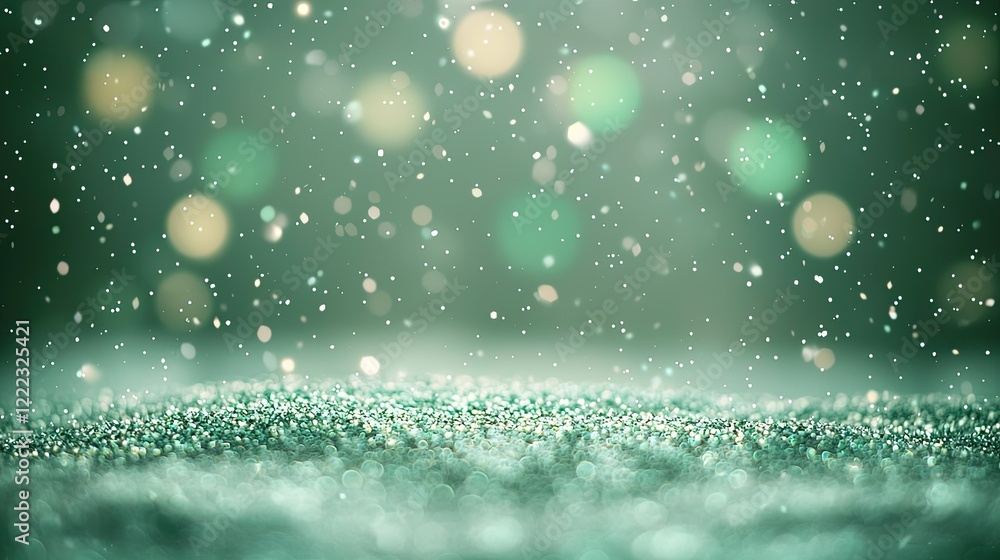 Poster abstract green glitter with bokeh lights in sparkling background