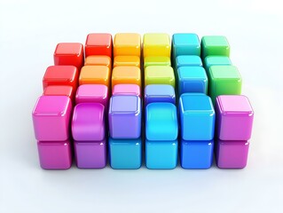 Fototapeta premium colorful blocks arranged in a cube shape, vibrant colors, 3d rendering, clean white background