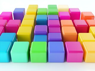 Obraz premium colorful blocks forming a rectangular prism, vibrant colors, 3d rendering, white background