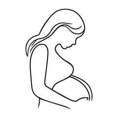 A pregnant woman, continuous one line drawing Simple vector illustration.