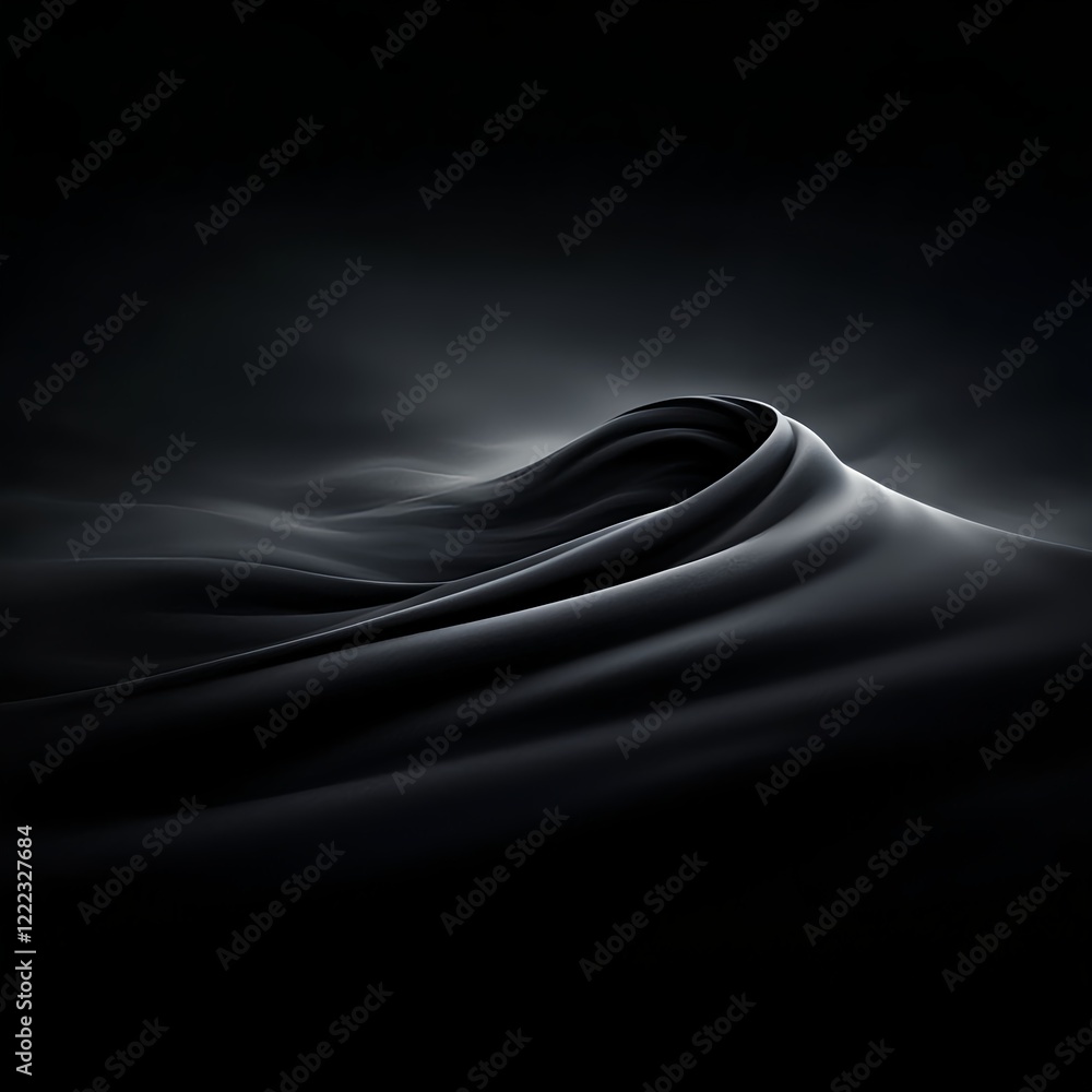 Poster abstract dark waves on smooth surface with soft gradients and texture