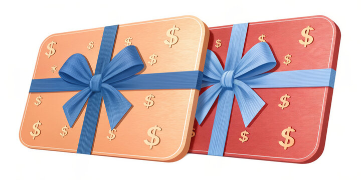 Gift boxes with dollar signs and ribbons symbolize financial rewards and celebrations Finance and Investment Icon Set, Blue and Red Theme