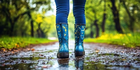 woman wearing rain boots 