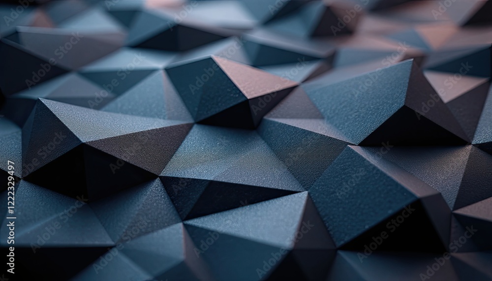 Poster geometric polygonal pattern with three-dimensional metallic shapes