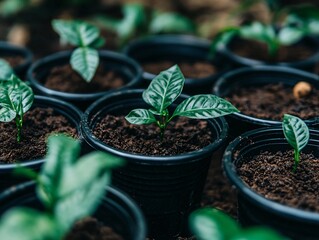 seedlings in a pot