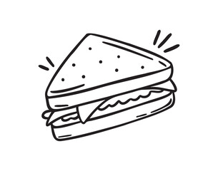 sandwich doodle hand drawn icon. Outline drawing sandwich line clipart symbol