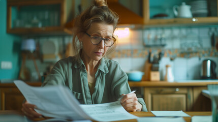 Woman Calculating Finances Indoor Portrait