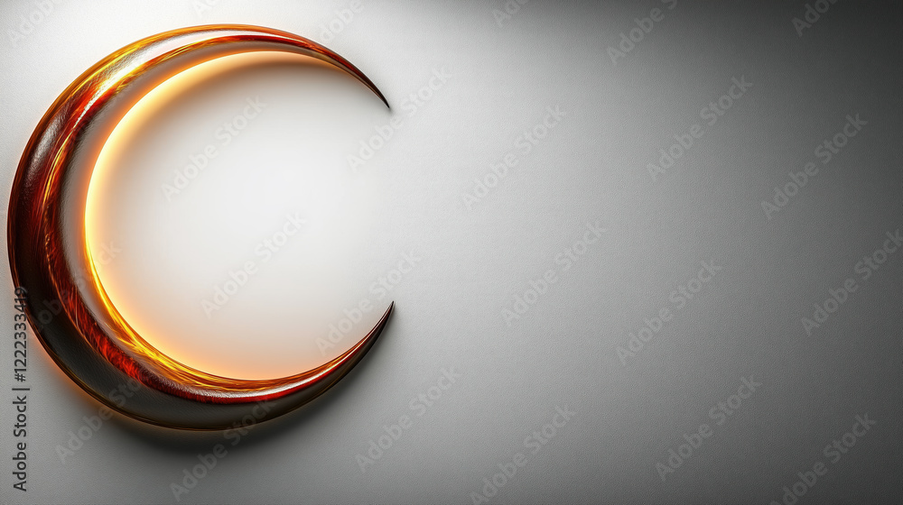 Poster luminous crescent with glowing edges on a textured background