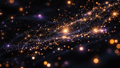 Obraz premium Abstract network of glowing nodes and connections with dark background