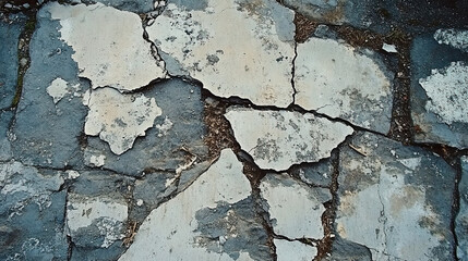 Cracked Stone Pavement Revealing Aged Texture in a Forgotten Outdoor Space During Daylight Hours