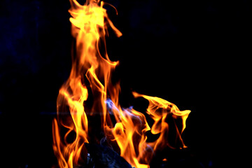 Background of the flame in the oven. Tongues of fire in a fireplace. Fire texture.