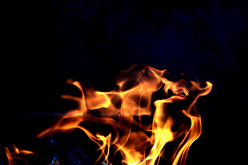 Background of the flame in the oven. Tongues of fire in a fireplace. Fire texture.
