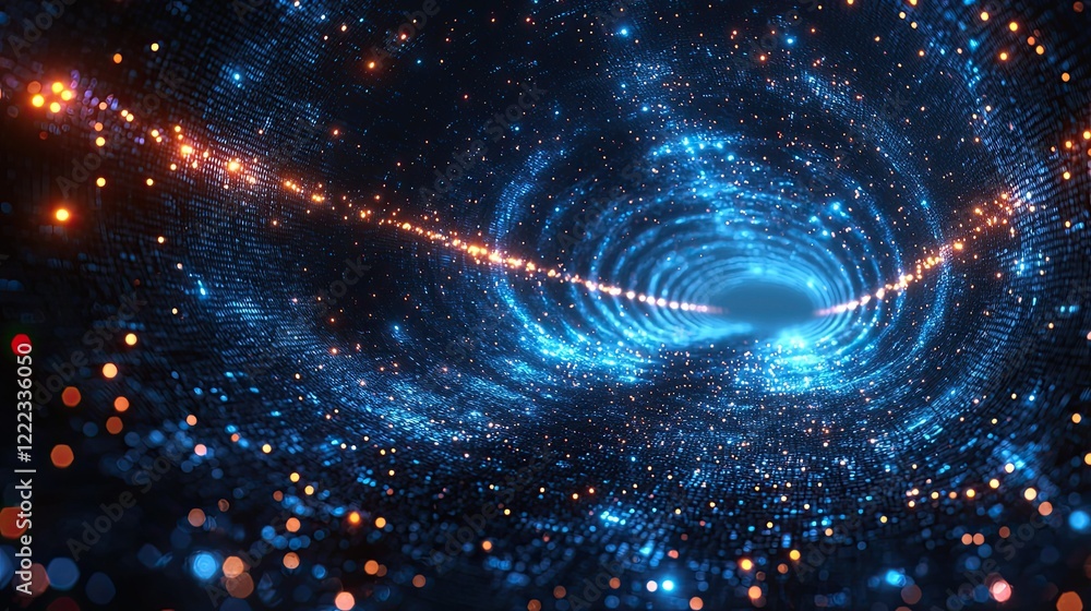Aufkleber visual representation of a cosmic vortex with glowing particles in a digital space