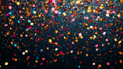 Colorful confetti floating in the air creating a vibrant celebration atmosphere perfect for backgrounds wallpapers colorful decorations party events and joyful moments