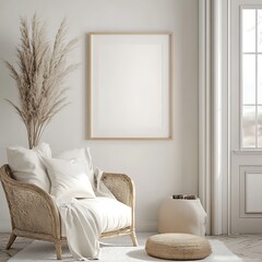 Decor arrangement featuring bench vase and frame in minimalist home layout