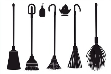 Naklejka premium 84. Black mop Icon Set Vector Silhouette Design Isolated on White Background --ar 3:2 --v 6.1 Job ID: 75a10d52-f9b1-4023-aa61-f0e02772335f