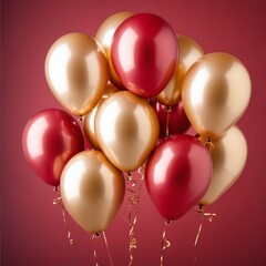 red gold festive balloons isolated