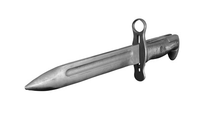 military bayonet on transparent background