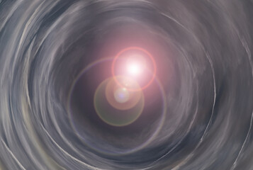 Tunnel from clouds background texture watercolor fairy-tale design unusual colorful