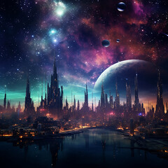 Fototapeta premium night view of the city