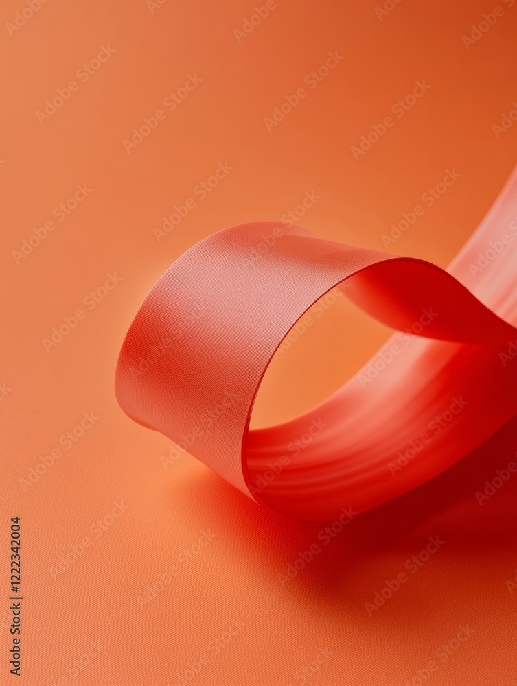 Poster contemporary minimalist ribbon art textured red wave form for chic interior design and visual brandi