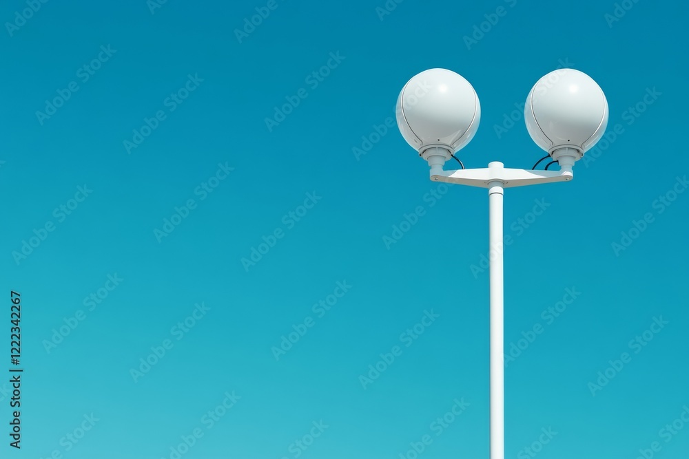 Poster Minimalist Weather Monitoring Equipment Dual Sensor Antennas on Sleek Mast - Efficient Agricultural Tech for Precision Forecasting and Data Analytics