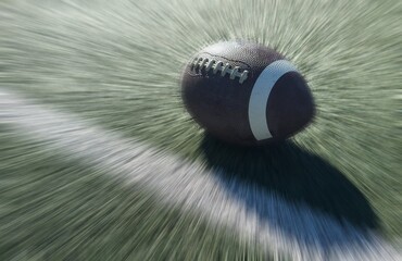 On a grass field there is an american football ball 