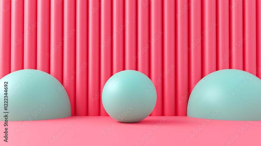 Aufkleber abstract composition of cyan and pink shapes on bold textured background with geometric design eleme