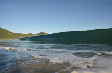 Fototapeta premium A beautiful wave on a beach on the coast of Venezuela in the Caribbean Sea