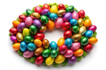 Colorful Easter Egg Wreath Macro Photography - Spring Festive Decoration