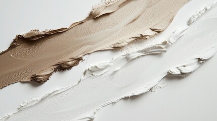 Photo of foundation liquid in different shades on a white background, top view