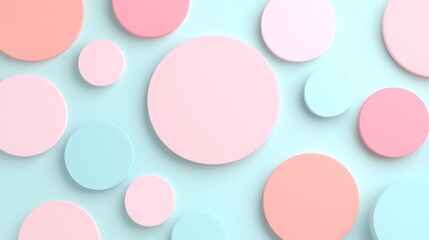 Colorful Circular Shapes on Soft Blue Background for Creative Design and Art Projects