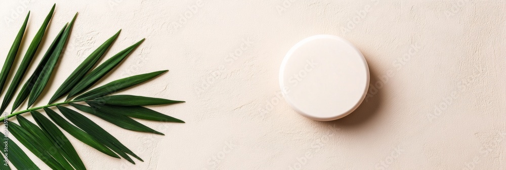 Poster modern eco-sensing design minimalist ceramic device on textured surface with tropical leaf - smart g