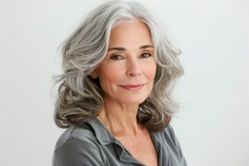 Graceful Aging: Beautiful Senior Woman with Natural Hair and Subtle Makeup
