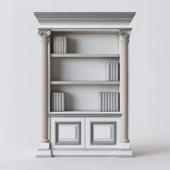 Classic white bookcase, books, study, interior design, home decor
