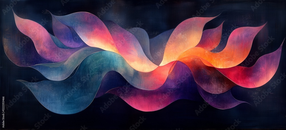 Aufkleber abstract waveforms with vibrant colors and flowing shapes