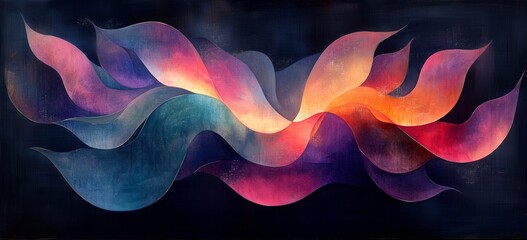 Naklejka premium Abstract waveforms with vibrant colors and flowing shapes