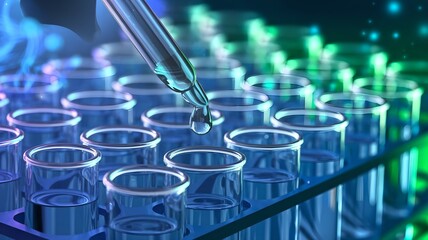 Close-Up of Laboratory Dropper with Liquid Droplet in a Science Research&nbsp;Setting, AI Generated