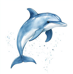 Fototapeta premium Watercolor hand-drawn dolphin isolated on a white background